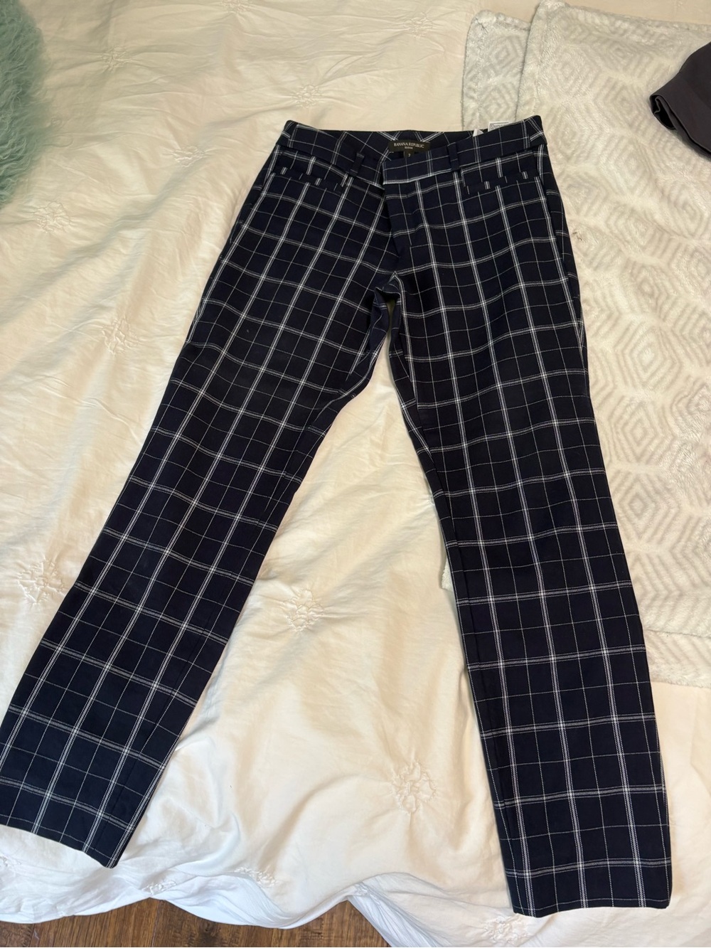 ❗️MASSIVE SALE❗️ Banana Republic Navy with White Windowpane Plaid Pants
